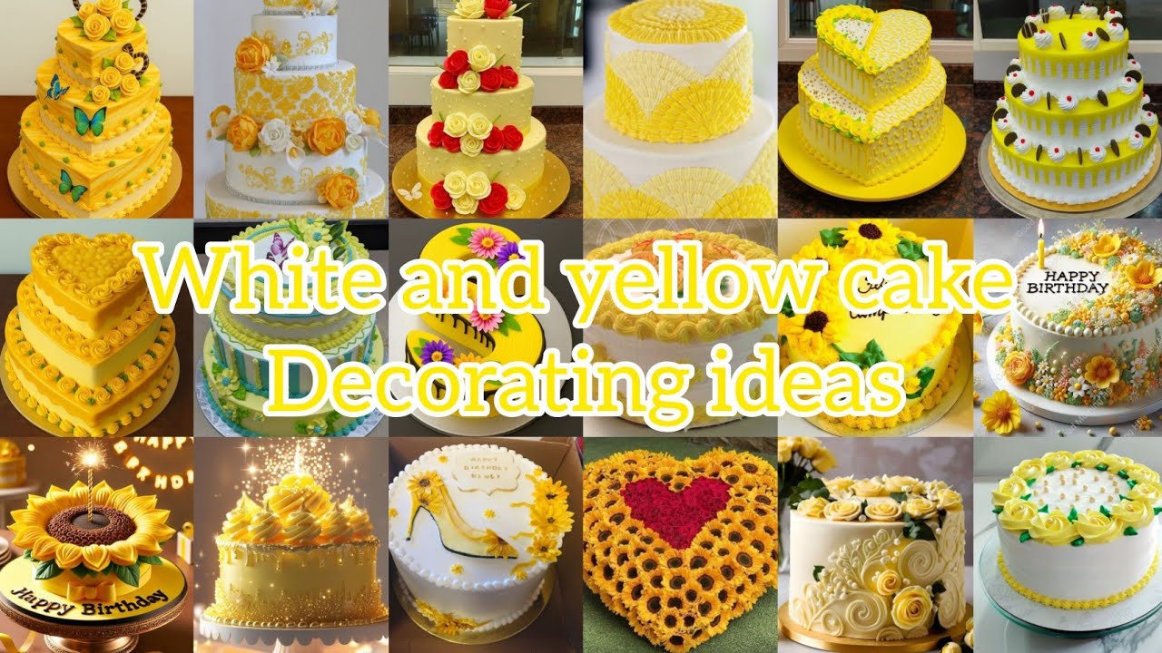White and yellow colour cake decoration ideas/birthday cake/anniversary cake/themecake