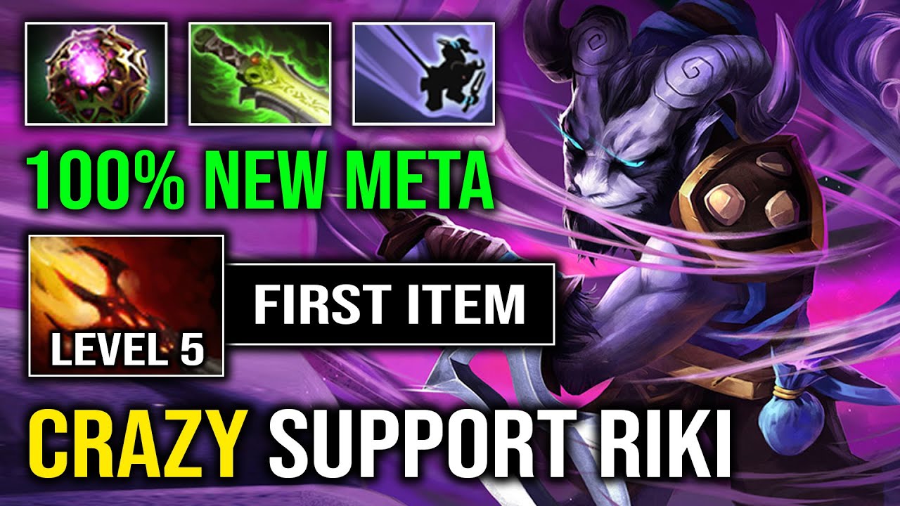CRAZY SUPPORT RIKI First Item Max Level Dagon 1 Shot Invisible 100% Annoying Roam Ganking Dota 2