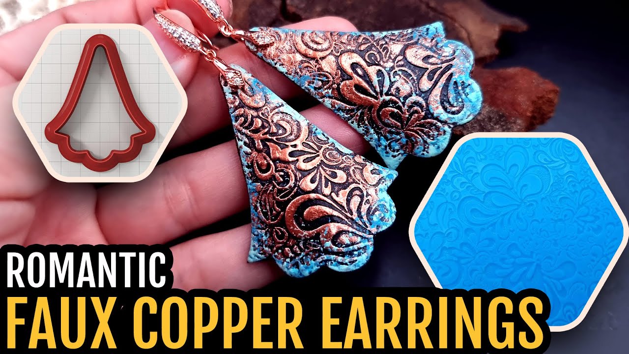 Easy Romantic Earrings - polymer clay jewelry project! Free tutorial. How to make!
