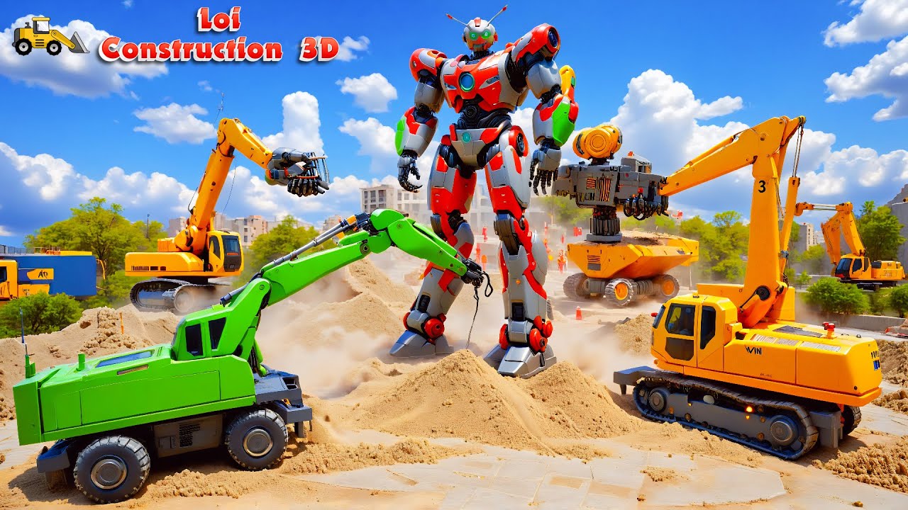 Excavator Builds a Giant Robot! 🤖💥  CONSTRUCTION VEHICLES