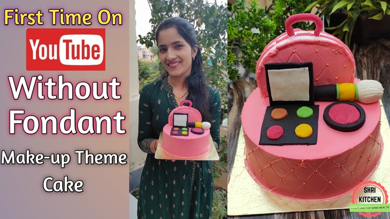 Makeup Theme Cake Without Fondant | Makeup Kit Cake | MakeUp Cake | मेकअप थीम केक