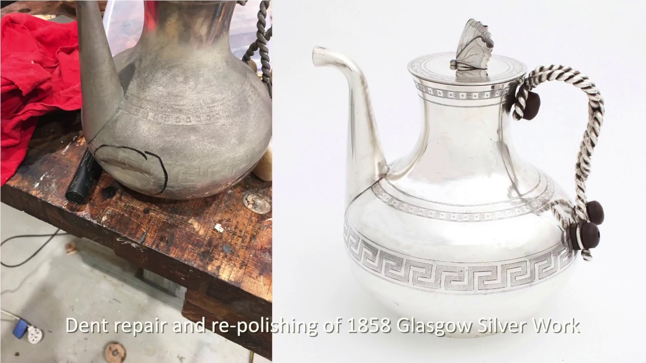 Antique Silver Dent Removal &  Repolish, made in 1858