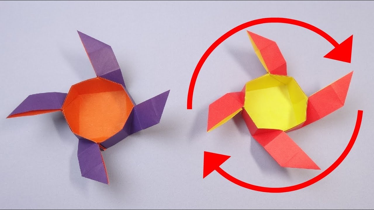 折り紙おもちゃ「八角プロペラ」Origami Toy 