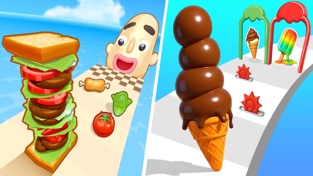 Sandwich Runner 🆚 Stacky Ice Cream Runner🌻🧿🌺🌈Max Levels Walkthrough Android IOS Update Gameplay103