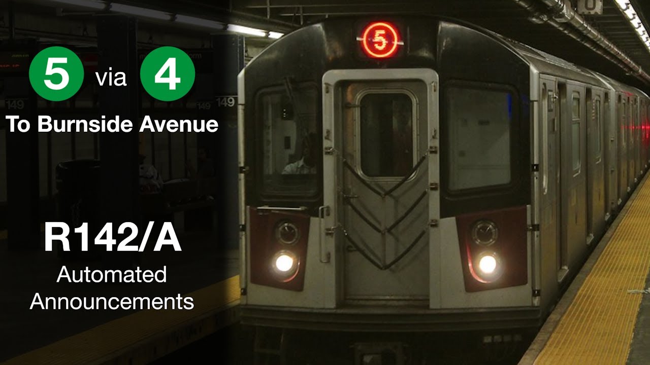 R142/A 5 Train Announcements to Burnside Av | via Jerome Avenue Local (CUSTOM)