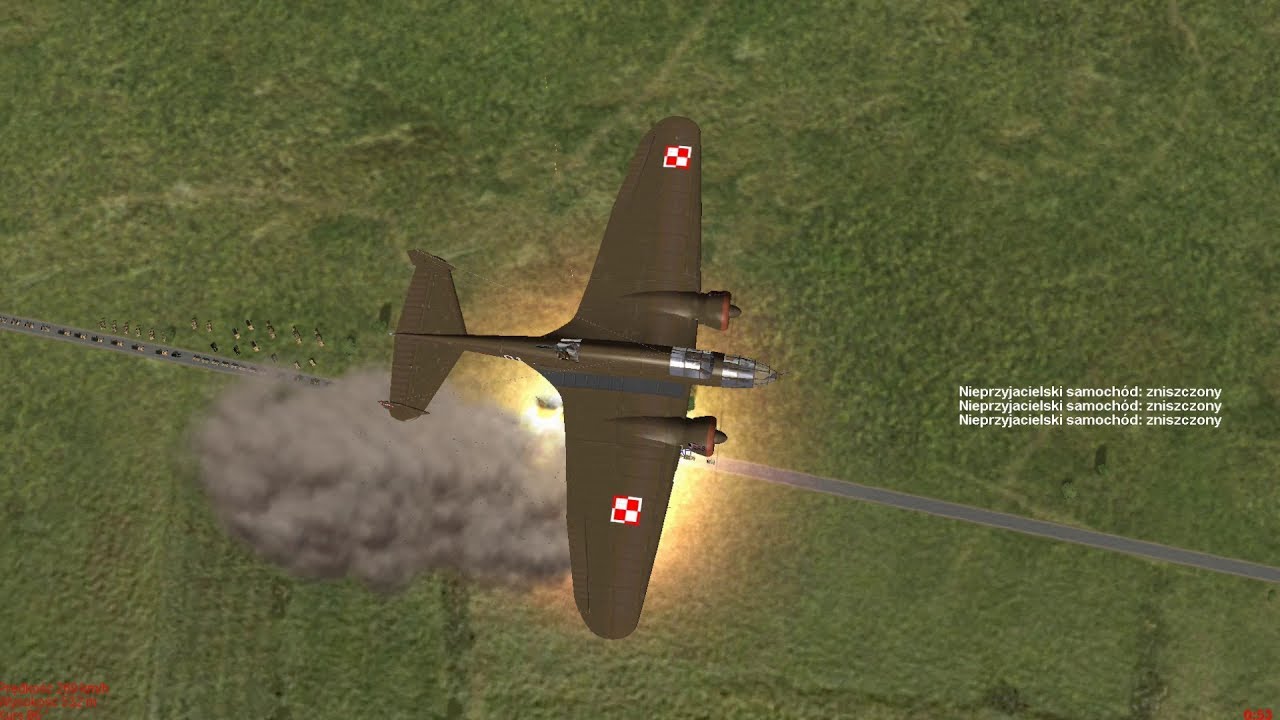 IL-2 1946:  1939 Atak PZL.37 Łoś Łoś na kolumnę pancerną