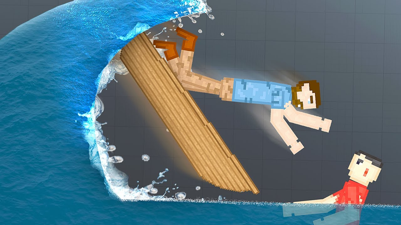 Рэгдоллы пытаются пережить цунами — геймплей People Playground