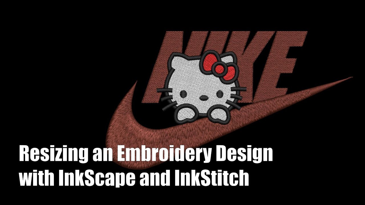 InkScape and InkStitch - Resizing Swoosh Kitty Embroidery Design