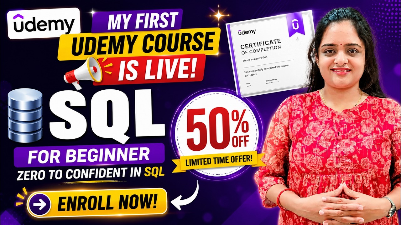 SQL для начинающих (от нуля до уверенности) | Мой первый курс на Udemy + скидка 50%