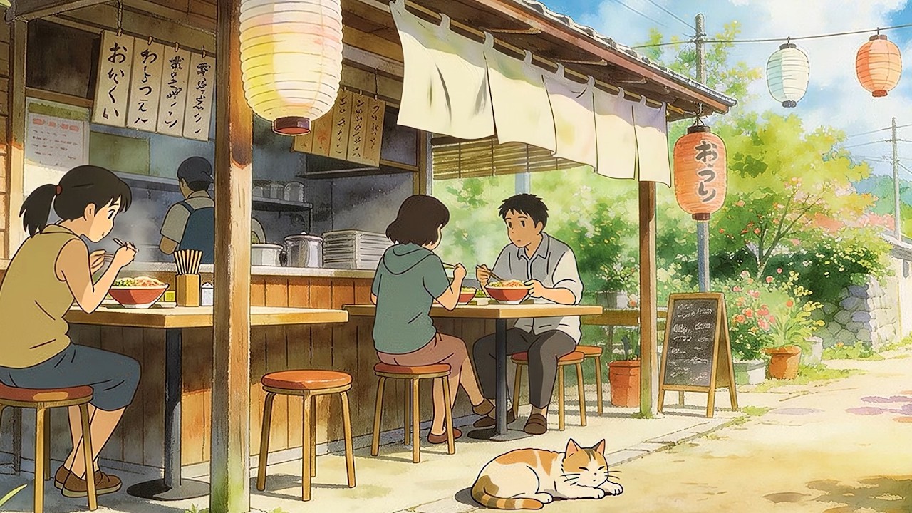 Cozy Japanese Ramen Shop 🍜 Spring Jazz Ambience | Relaxing Japanese Street Café