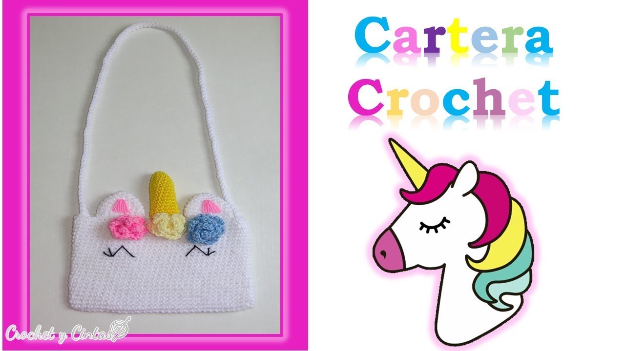 Cartera – bolso unicornio a crochet (ganchillo)