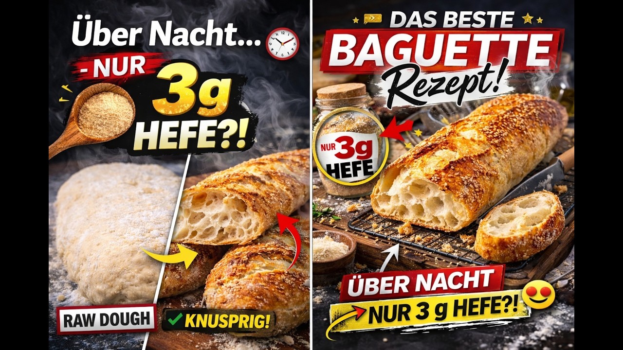 Nur 3 g Hefe! Das beste Baguette Rezept für Zuhause