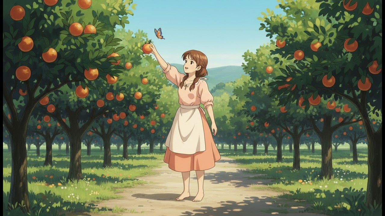 A Cozy Noon Orange Cake Story 🍊 || Ghibli Style Cooking Journey ||  ASMR Countryside Animation