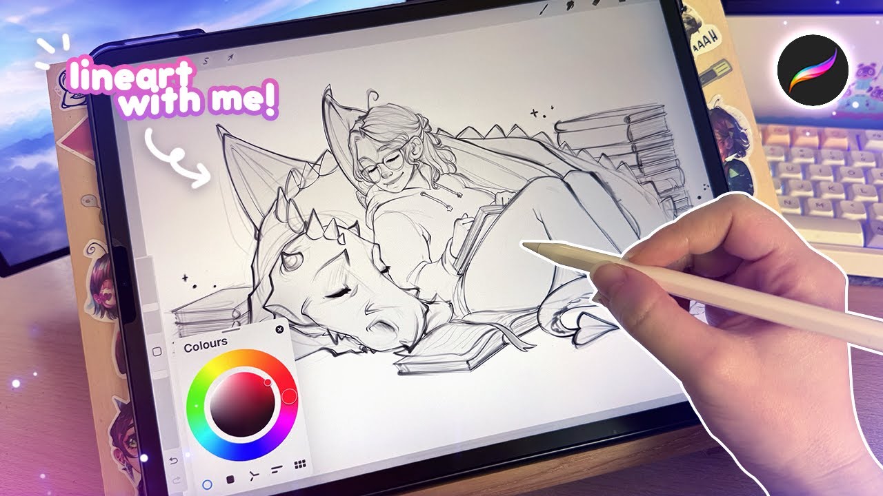 Cozy Drawing Night ASMR ✎*.✧ digital lineart on Procreate, pencil sounds & comfy vibes (no talking)
