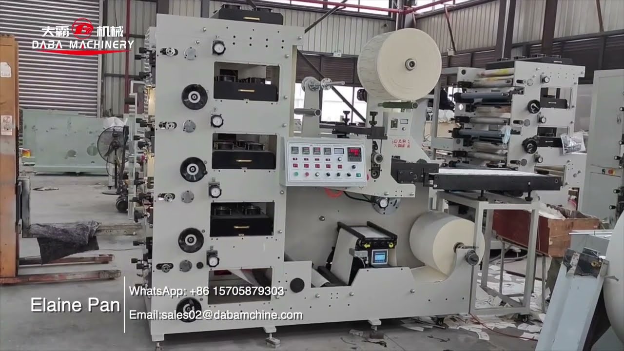 4 colors paper cup flexo printing and IML die cutting machine with conveyor