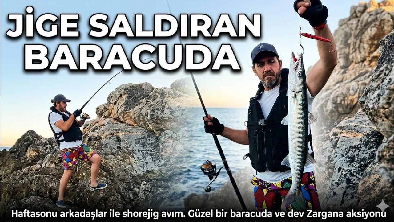 SHORE JİGGİNG | YAĞMURLU HAVADA GÜZEL BARAKUDA ve ZARGANA AKSİYONLAR YAŞADIK | NEEDLEFİSH  BARRACUDA