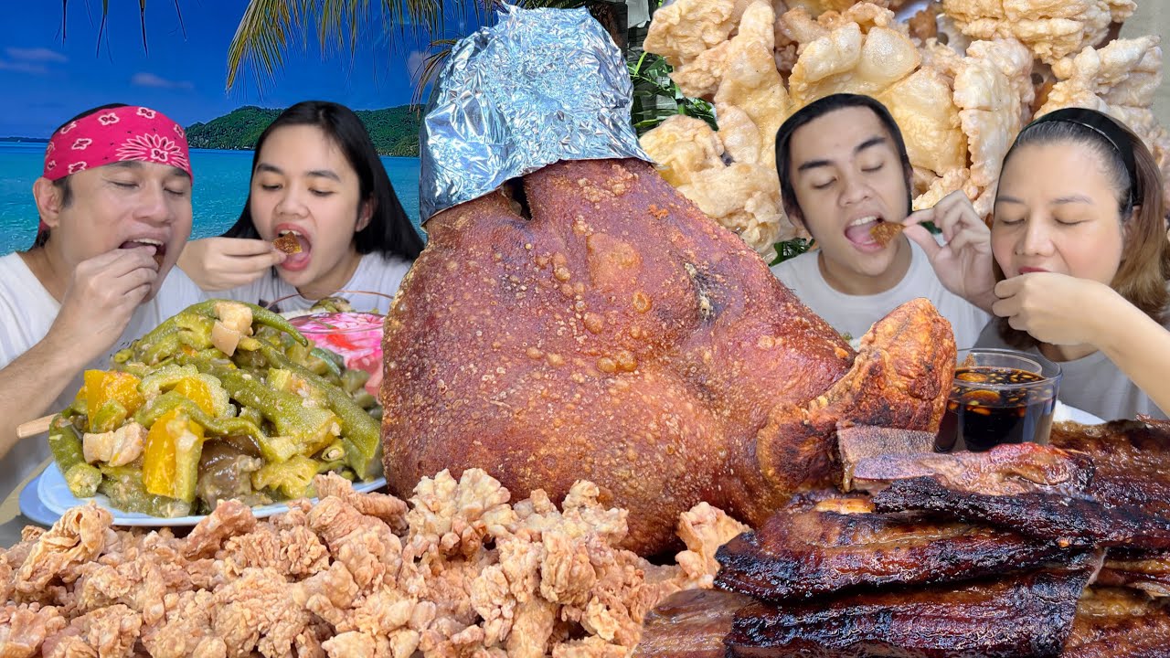 Crispy ulo ng Lechon, Inasal Pork Liempo, Crispy Mushroom and Pinakbet Mukbang