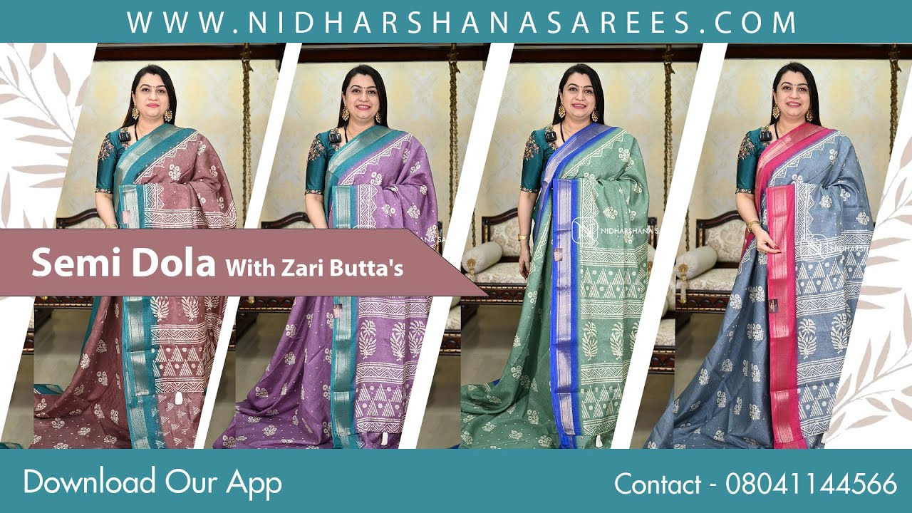 Price 899/- | Code :- NSDOL1162 | Semi Dola With Zari Butta Saree |#dolasareedesign #dolasaree