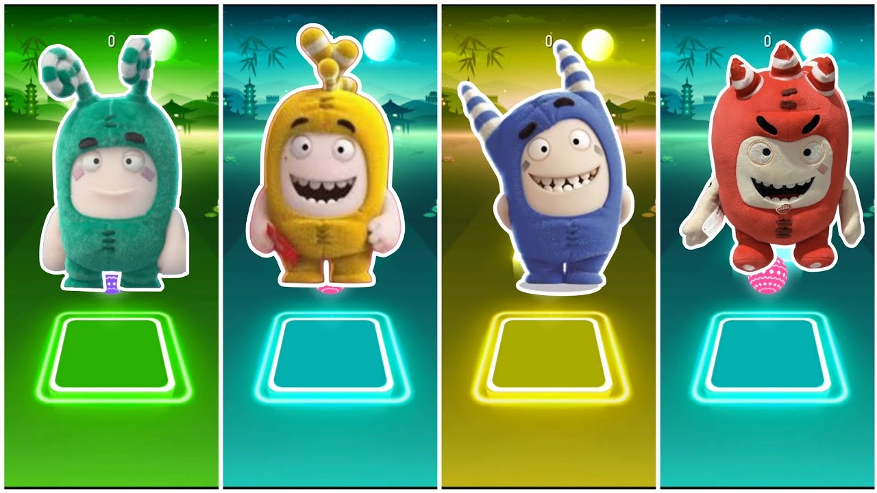 Oddbods Newt Vs Oddbods Bubbles VS Oddbods Slick Vs Oddbods Fuse - Tiles Hop Edm Rush🎶