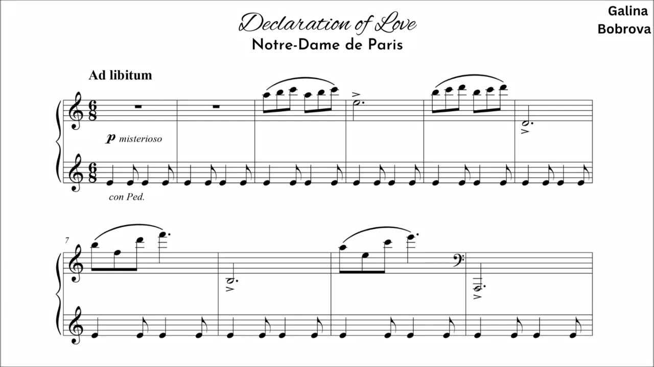 Galina Bobrova «Declaration of Love. Notre-Dame de Paris» for piano