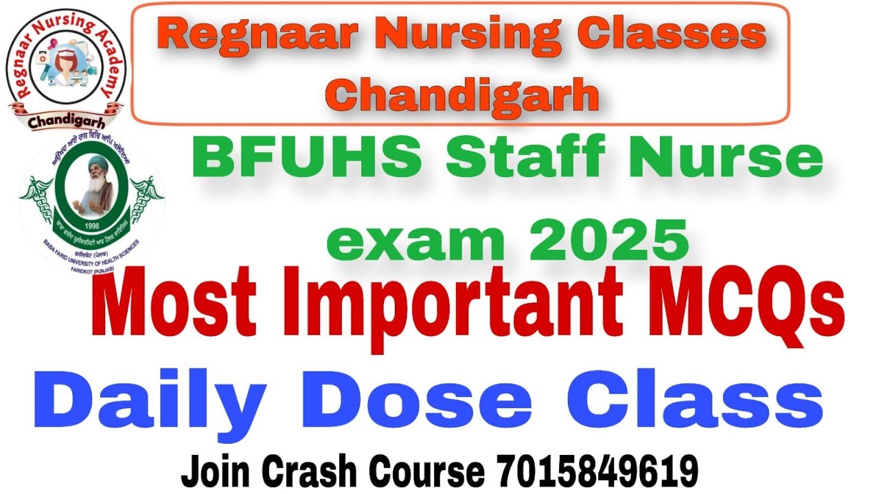 DHS Punjab Staff Nurse Important MCQ Class/Previous year paper solution #Punjabstaffnurse 7015849619