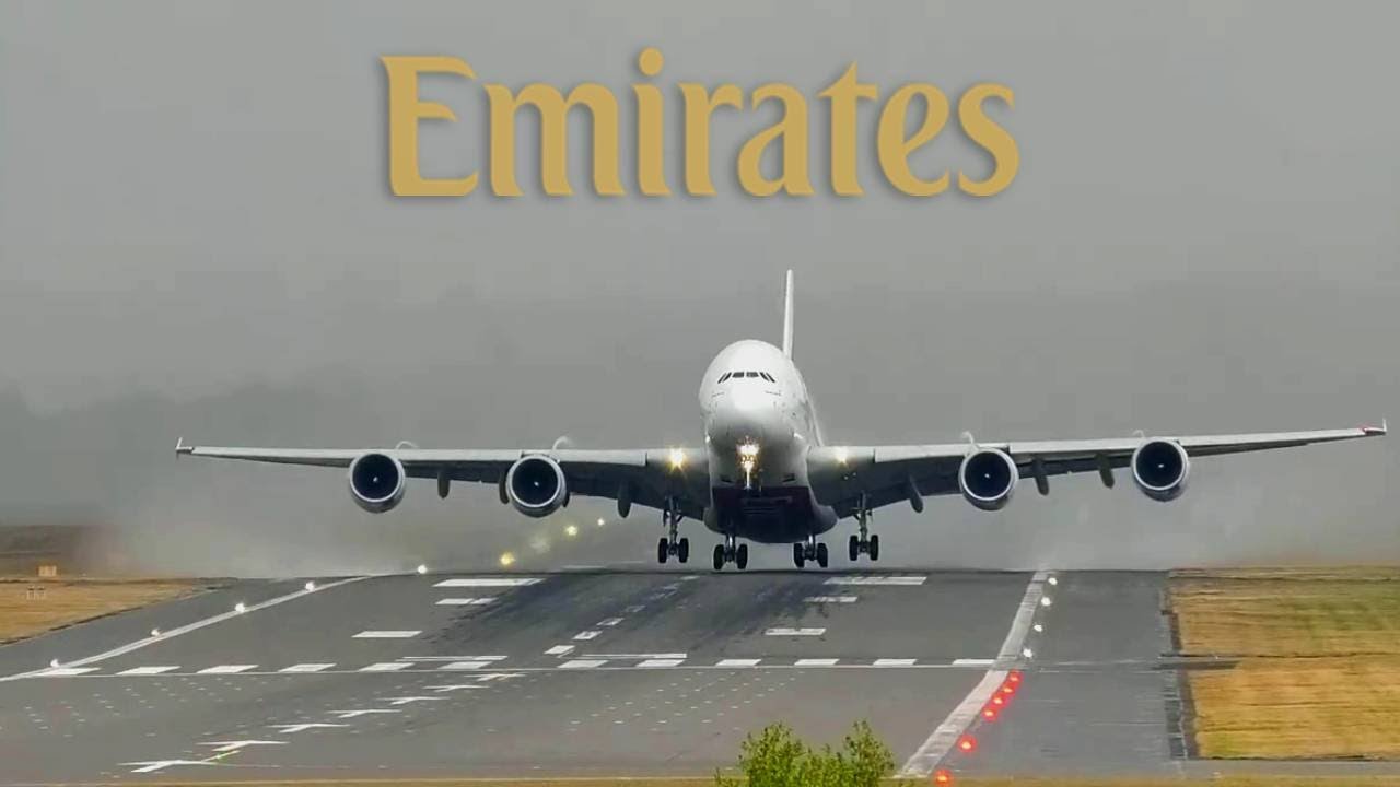 GROWLING WET Airbus A380 Departure ✈️Birmingham Airport ( BHX )