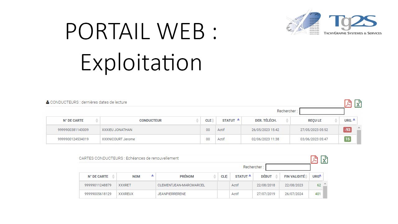 Portail WEB : l'exploitation de vos conducteurs et véhicules