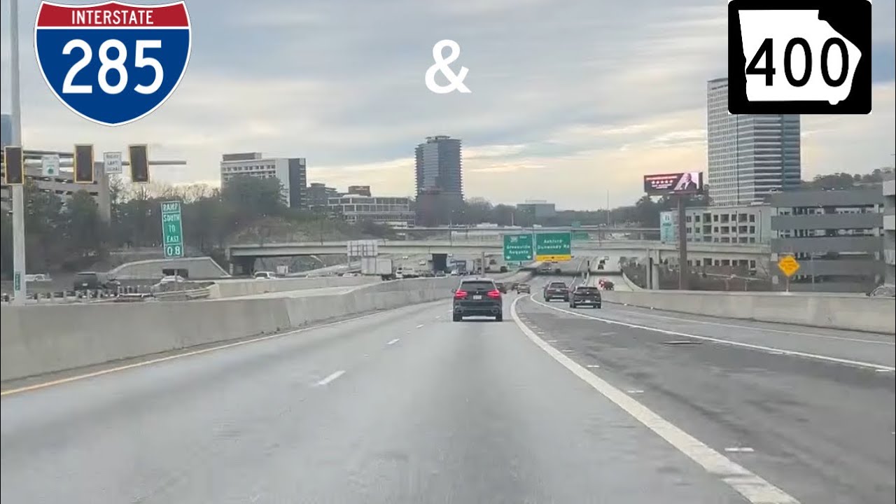 Driving the Ramps of the I-285/GA 400 Interchange - Sandy Springs, GA - 4K - JoshtheYoutuber