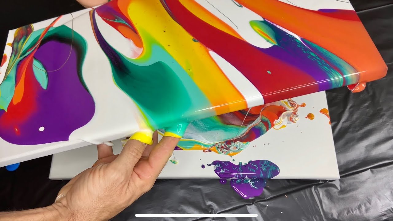 Fluid Art! Pouring With A Canvas Underneath! 2 Amazing Paintings In 1!