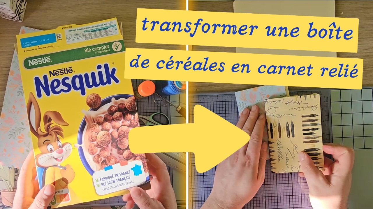 Comment transformer une boîte de céréales en carnet fait main ? Tuto reliure simple (carnet souple)