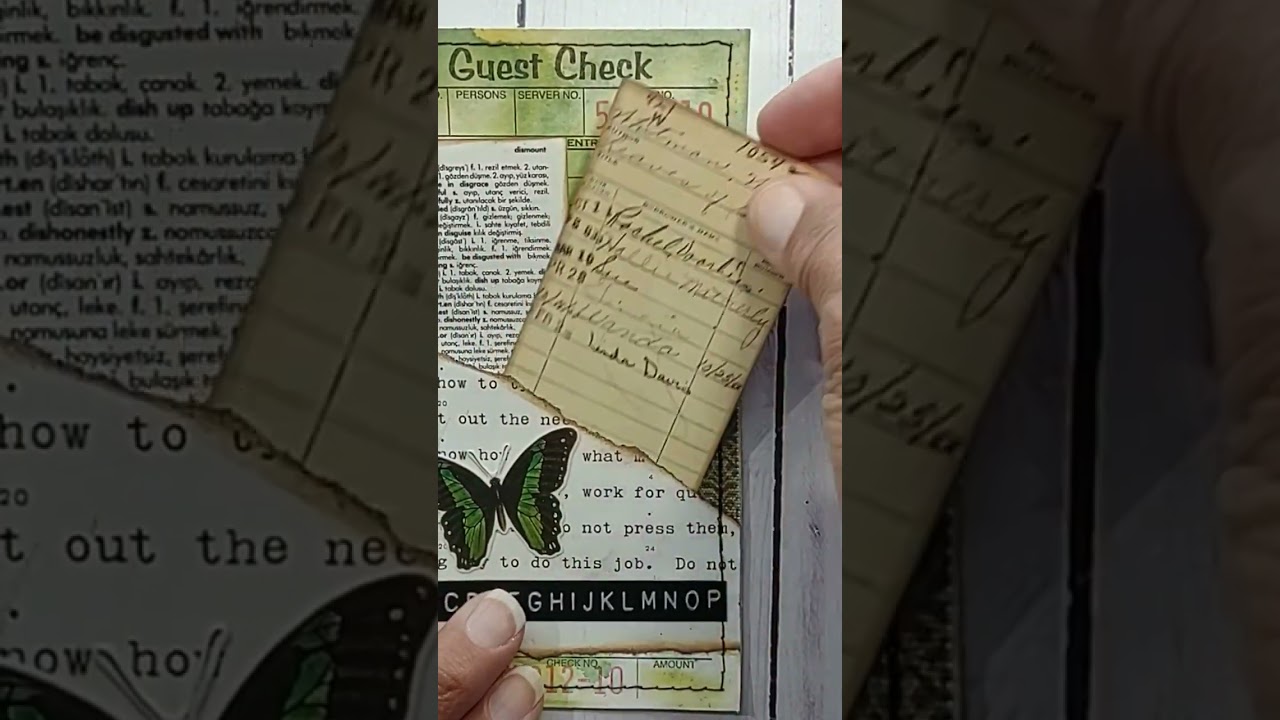 Green Guest Checks 💚 using Tim Holtz ephemera  @itspaperandglueyall #bemyguest