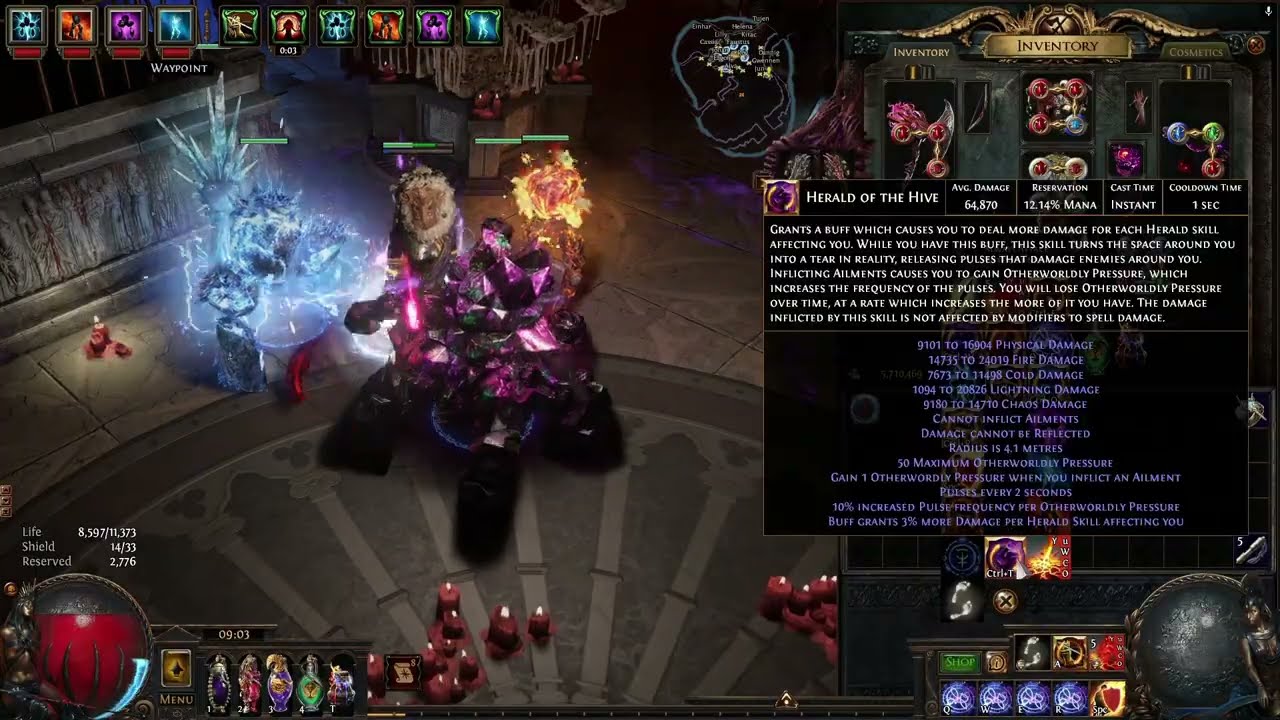 [POE1 3.27] Triple stacking Elementalist Semibomber. Vaal EQ Big Hit Big Ignite