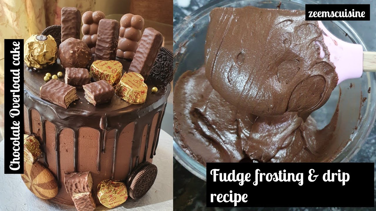 Chocolate loaded cake/ fudge frosting recipe/ drip cake