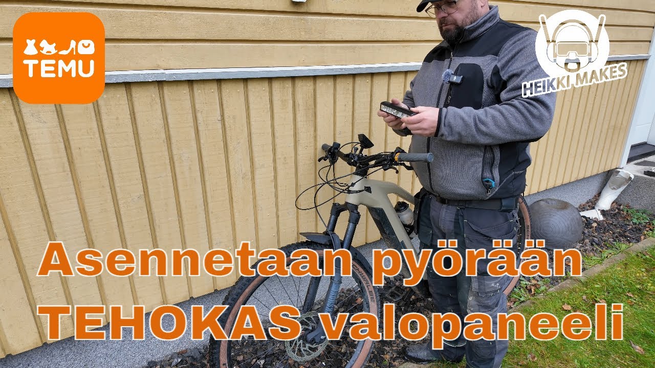 Asennetaan Temun pyörän etuvalopaneeli ja koeajetaan pimeässä