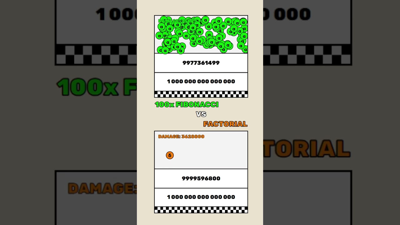 Factorial VS 100 Fibonacci!#ball #simulation #Satisfying #bouncingball #fyp #number