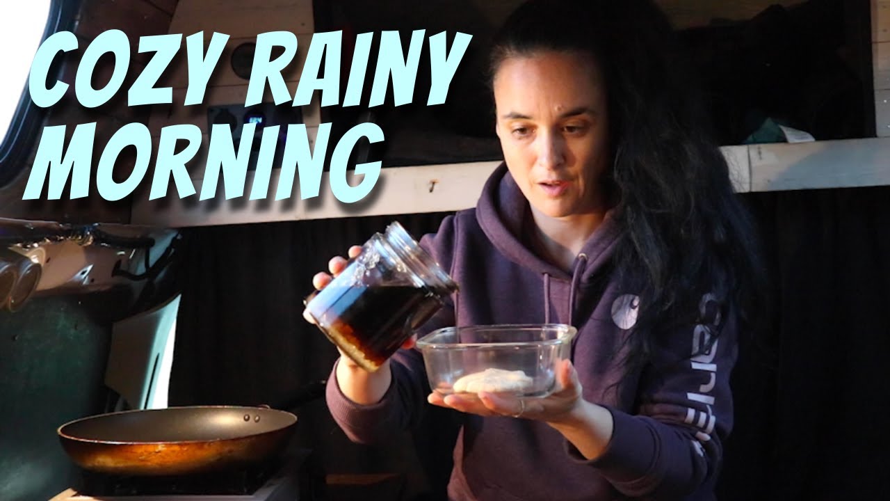 Relax morning in the van/ what I do on rainy morning?/ Simple cooking/ Living in a van