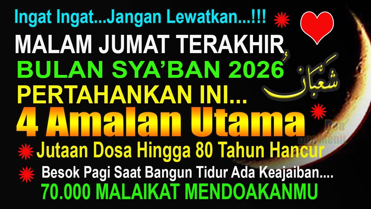MALAM JUMAT TERAKHIR SYA'BAN 2026, JANGAN SIA SIAKAN, LAKUKAN 4 AMALAN INI DOSA 80 TAHUN BISA HANCUR