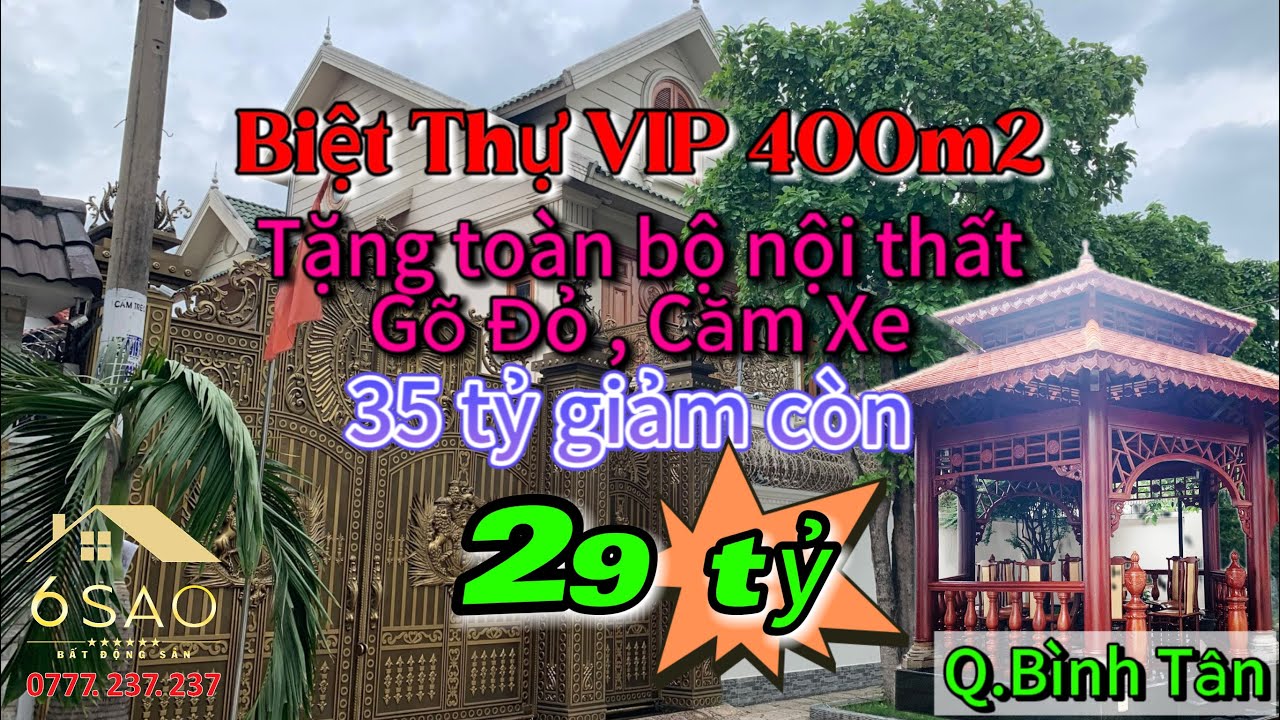 Biệt Thự Gỗ Quý khu VIP Bình Tân  giảm mạnh còn 29 tỷ - Tặng toàn bộ nội thất như video #binhtan