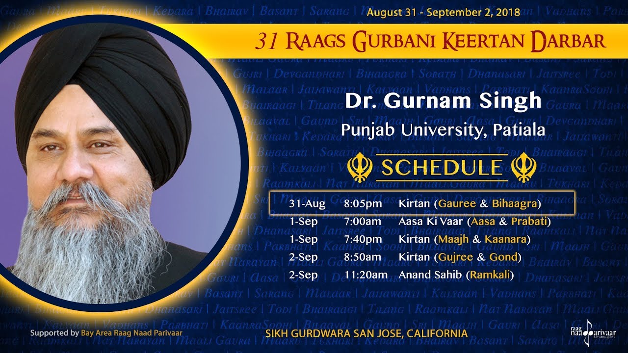 Raag Gauree & Raag Bihaagra - Dr. Gurnam Singh [31 Raags Darbar 2018]