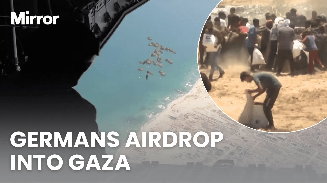 Germany drop MASSIVE aid airdrop into famine-stricken Gaza