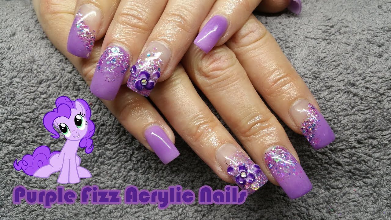 HOW TO: purple fizz acrylic nails - glitter acrylic prom nails