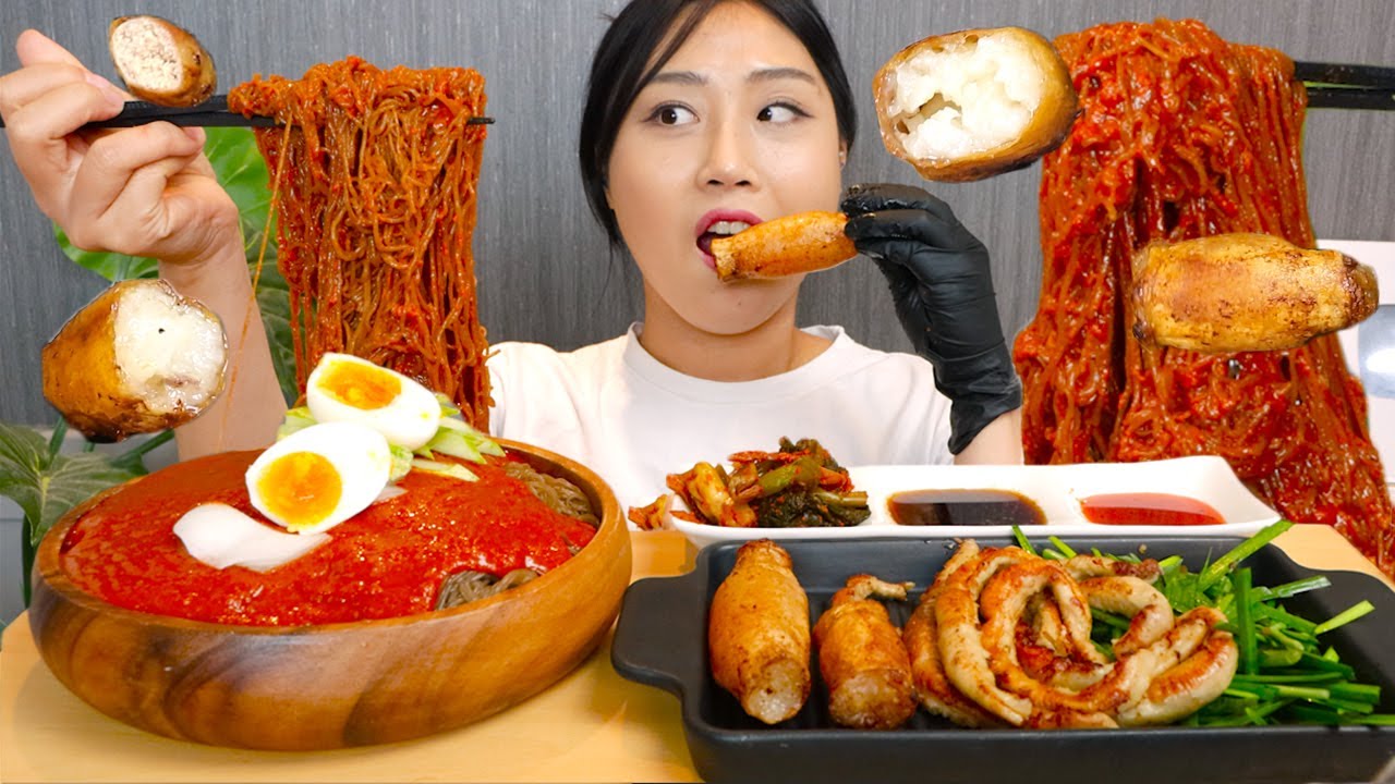 MUKBANG) 통대창 곱창 송주불냉면 매운양념장 한통 먹방,, 죽을뻔🥵 Spicy naengmyeon with gopchang asmr eating