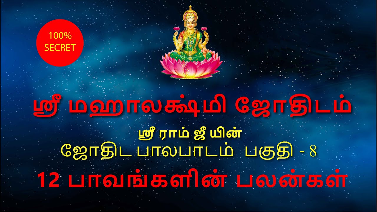 12 பாவங்களின் பலன்கள் | ஸ்ரீ மஹாலக்ஷ்மி ஜோதிடம் | ஜோதிட பாலபாடம் | பகுதி - 8 | PART - 8