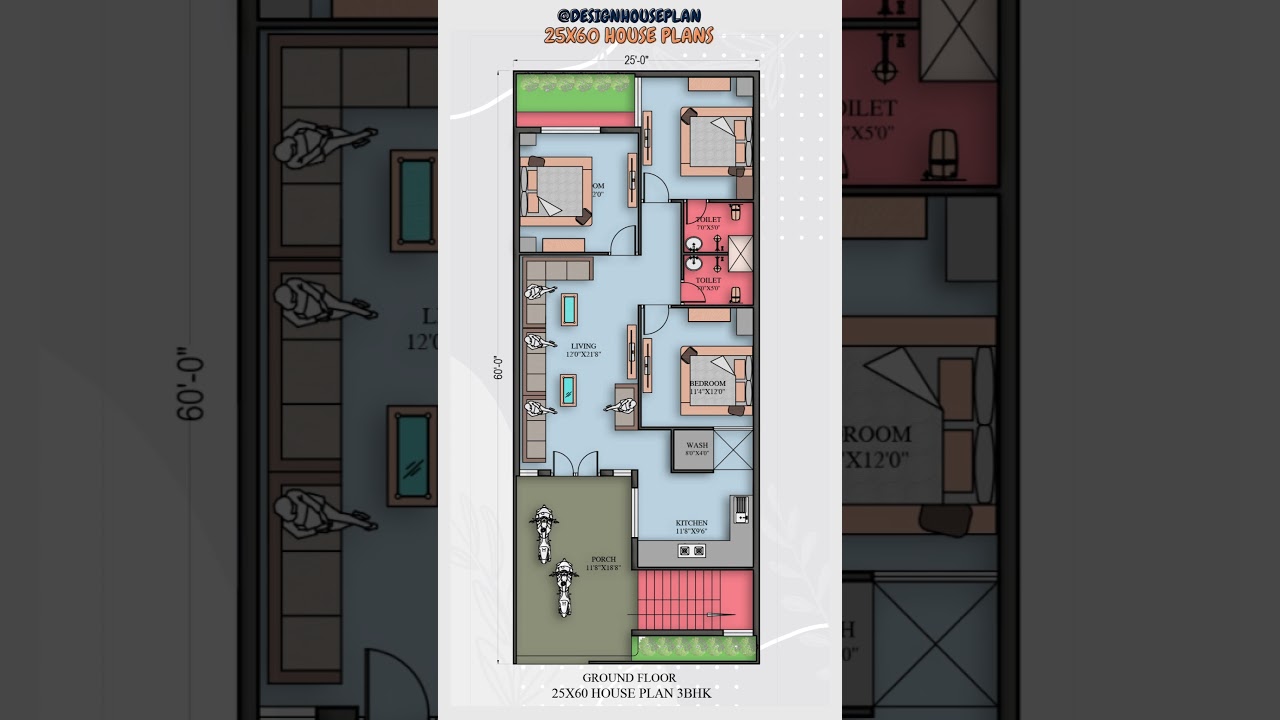 25x60 घर का नक्शा 3bhk House Plan #designhouseplan #housedesign #home #homedesign #3bhk #houseplan