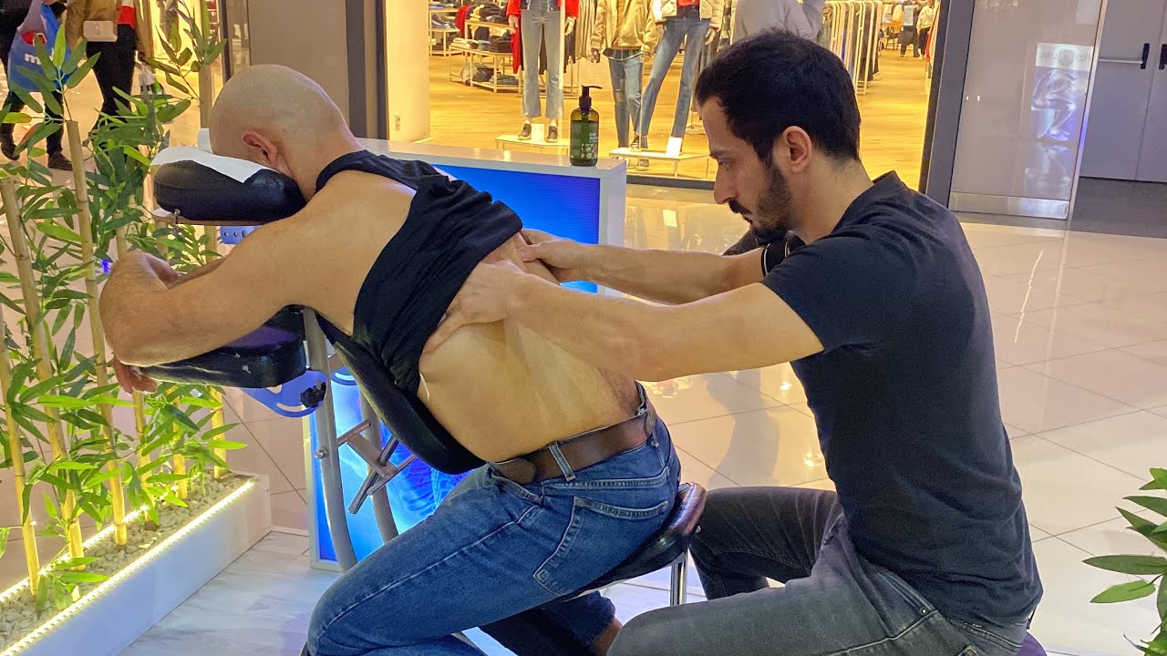ASMR MASSAGE YAKUP - MALL CHAİR MASSAGE (WAİST,NECK,SHOULDER,ARM)