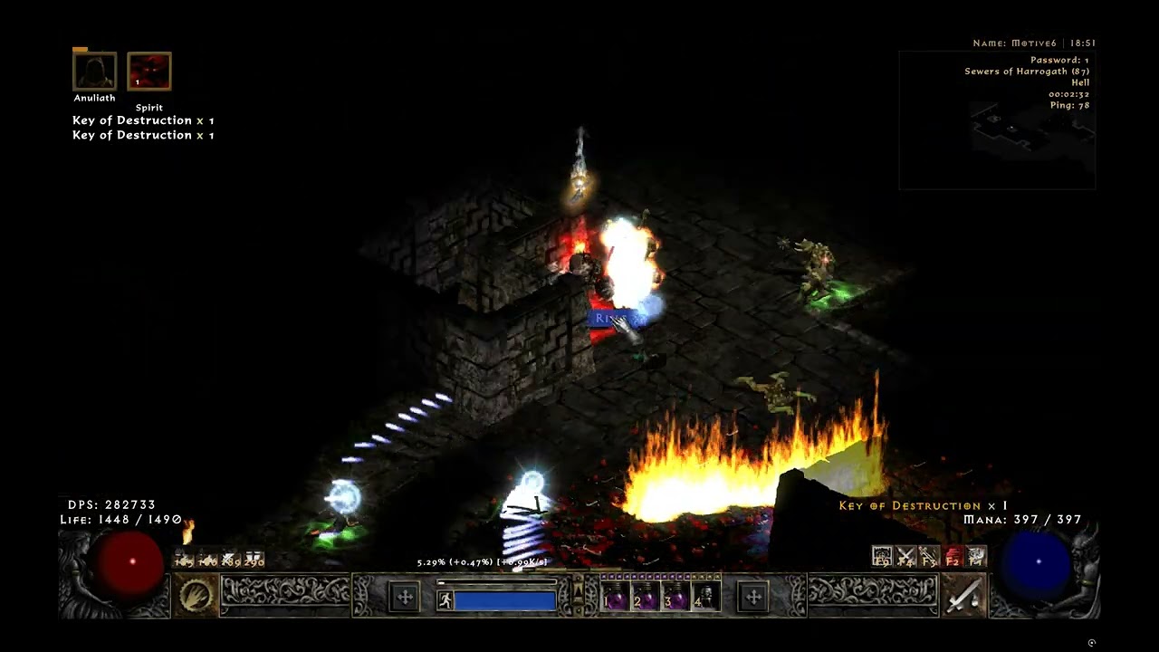 Project Diablo 2 S11 Holy Fire Sacrifice Paladin 139% Sewers key event 4min