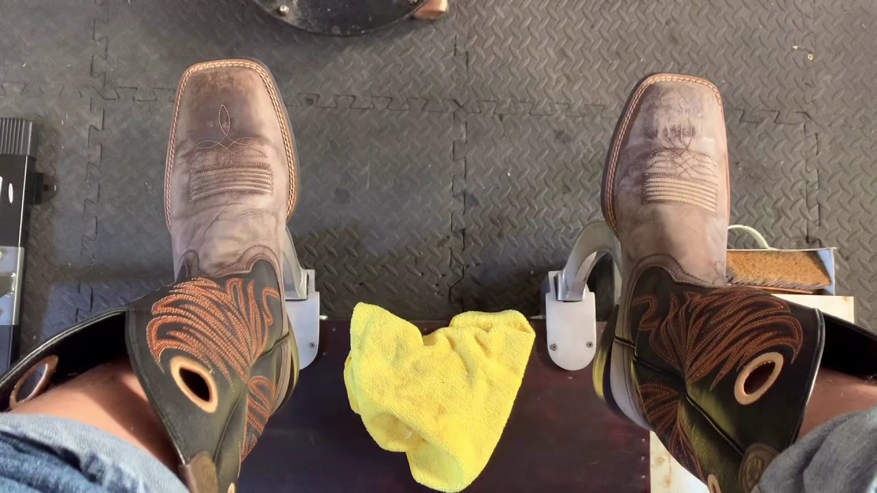 Shoe Shine ASMR, Western Ariat Boots how to clean old cracked shoe polish