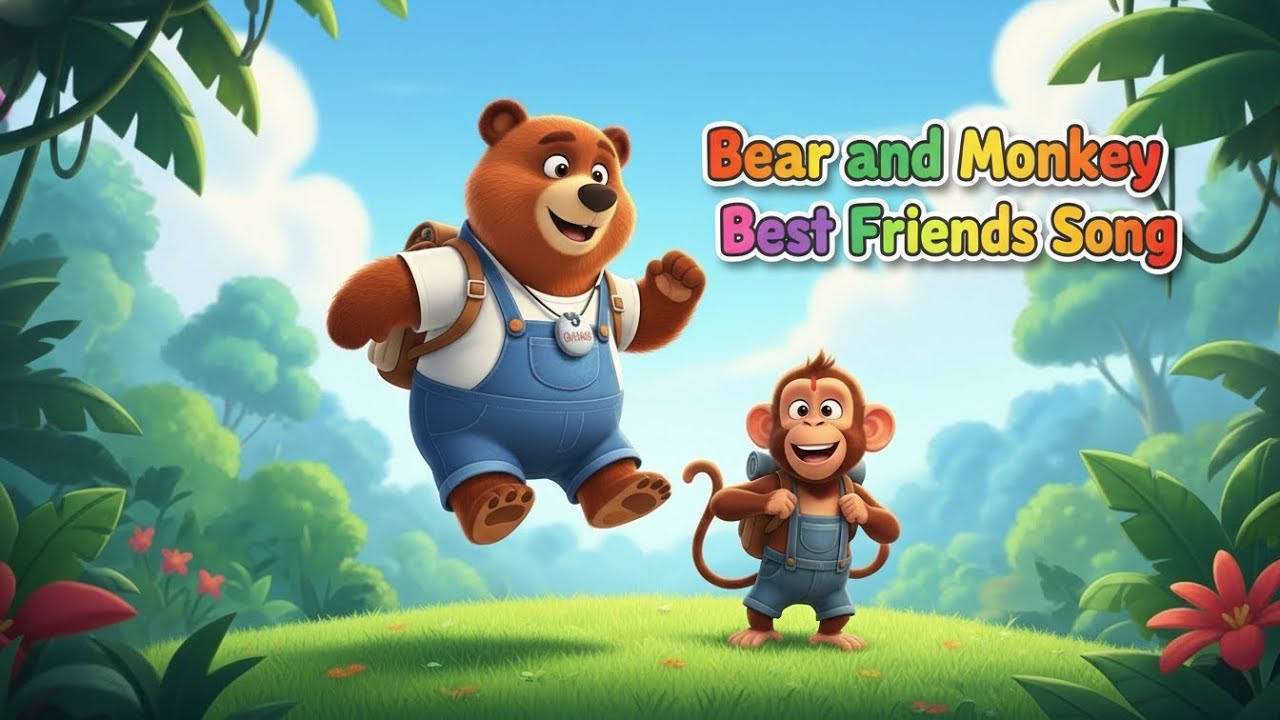 **Bear & Monkey Dance Song 🐻🐒 | Clap, Jump & Spin | Fun Jungle Rhyme for Kids**