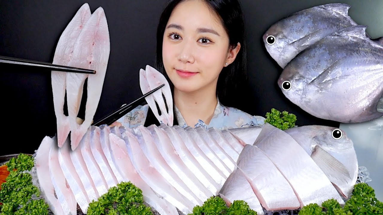 МУКБАНГ Сашими Из Серебряный Помфрет🤍 | Сырая Рыба | MUKBANG | АСМР | EATING SOUND