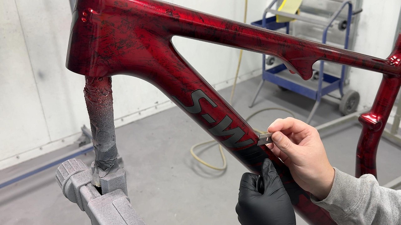 Full Custom Bike Painting S-Works Epic Frame Rock Shox SID Fork (Marble Effect Red Candy Paint)
